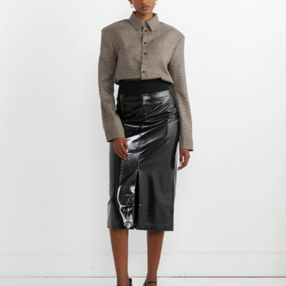 Tibi Glossed Jersey Pencil Skirt